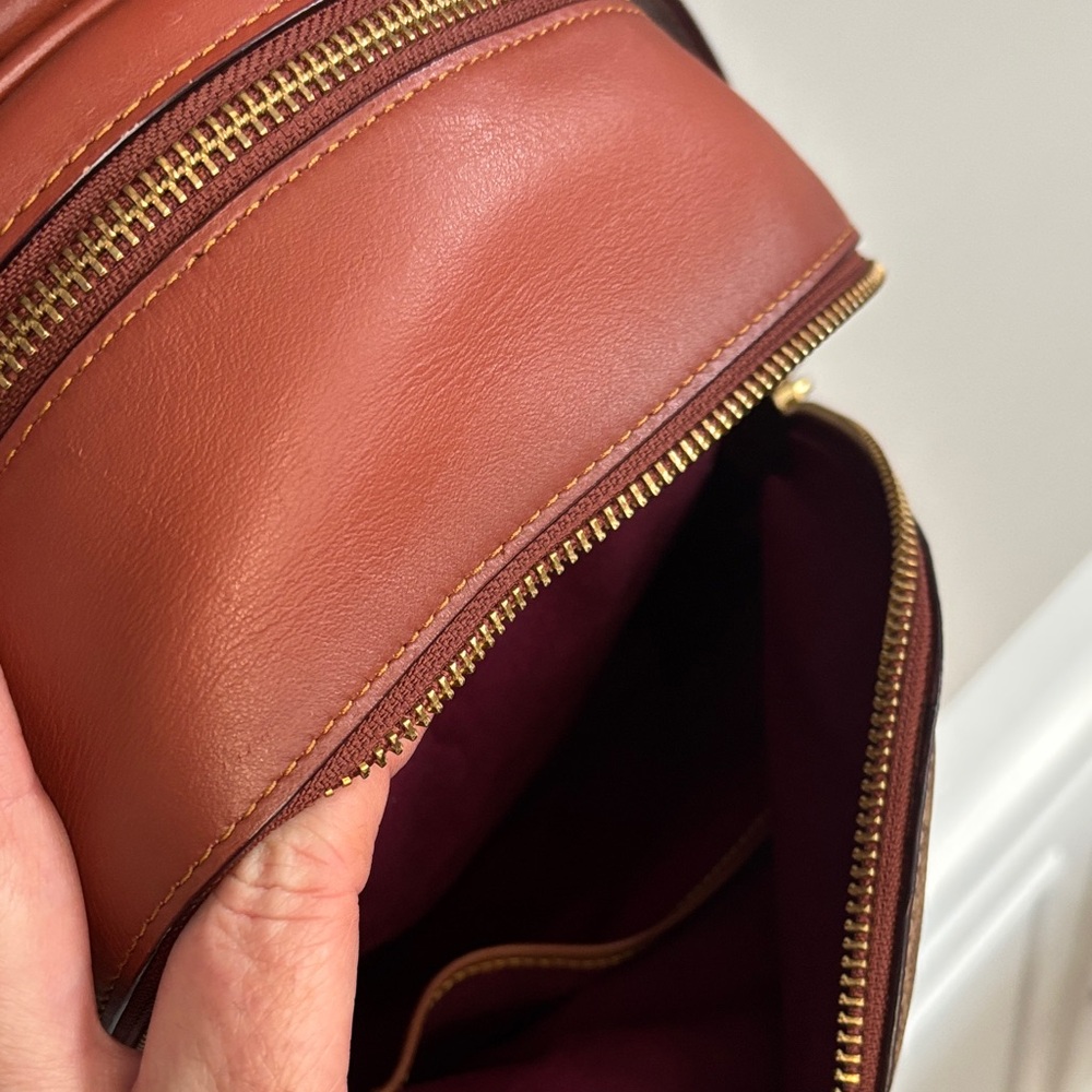Coach Tan and Brown Signature Backpack purse - Picture 3 of 8